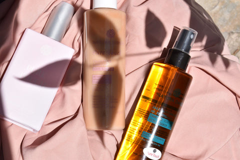 Σετ με άρωμα Πούδρας Pure Touch: Άρωμα, Λάδι Μαυρίσματος 100ml και Γαλάκτωμα Σώματος με Glitter 100ml - NATURADANZA