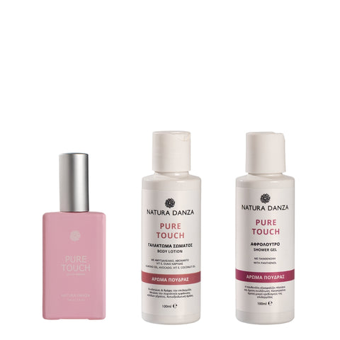 Σετ με άρωμα Πούδρας Pure Touch: Άρωμα, Αφρόλουτρο 100ml και Γαλάκτωμα Σώματος 100ml