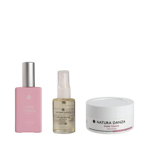 Άρωμα Πούδρας Pure Touch: Άρωμα & Μάσκα Μαλλιών Κερατίνης 75ml και Ξηρό Λάδι Μαλλιών