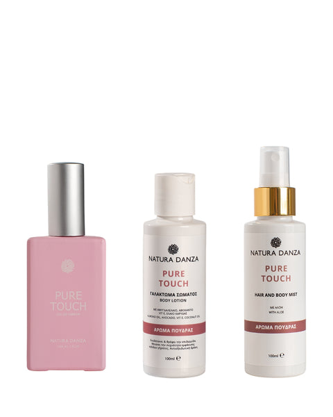 Σετ PURE TOUCH Αρωμα Πούδρας, Γαλάκτωμα Σώματος και Hair & Body Mist