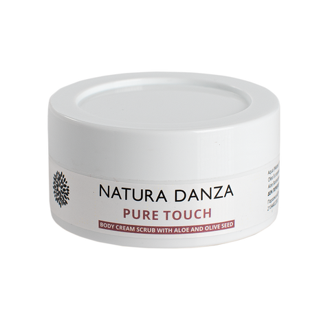 Scrub σώματος Pure Touch από τη Natura Danza – απολέπιση με άρωμα πούδρας και φυσικούς κόκκους