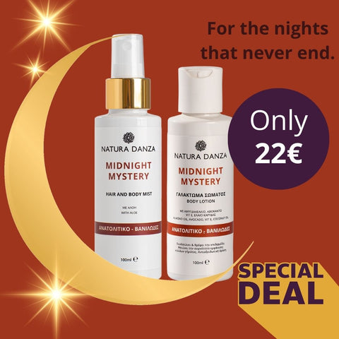 Special Deal NATURA DANZA Midnight Mystery Duo Set – Unisex ανατολίτικο άρωμα με Hair & Body Mist & Γαλάκτωμα σώματος